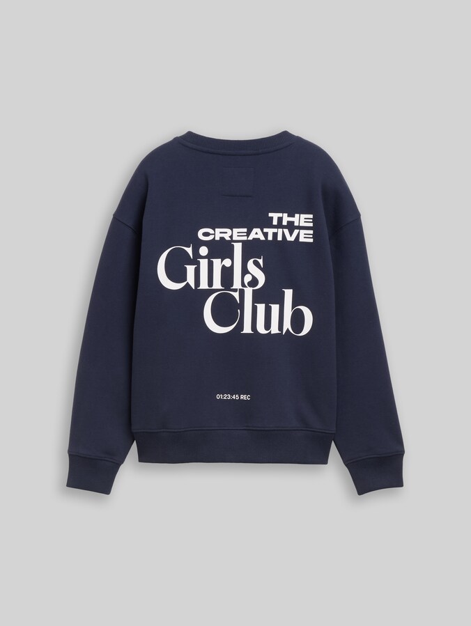 Sweat oversize avec imprimé dans le dos par Teen Girls, Parisien Night Blue