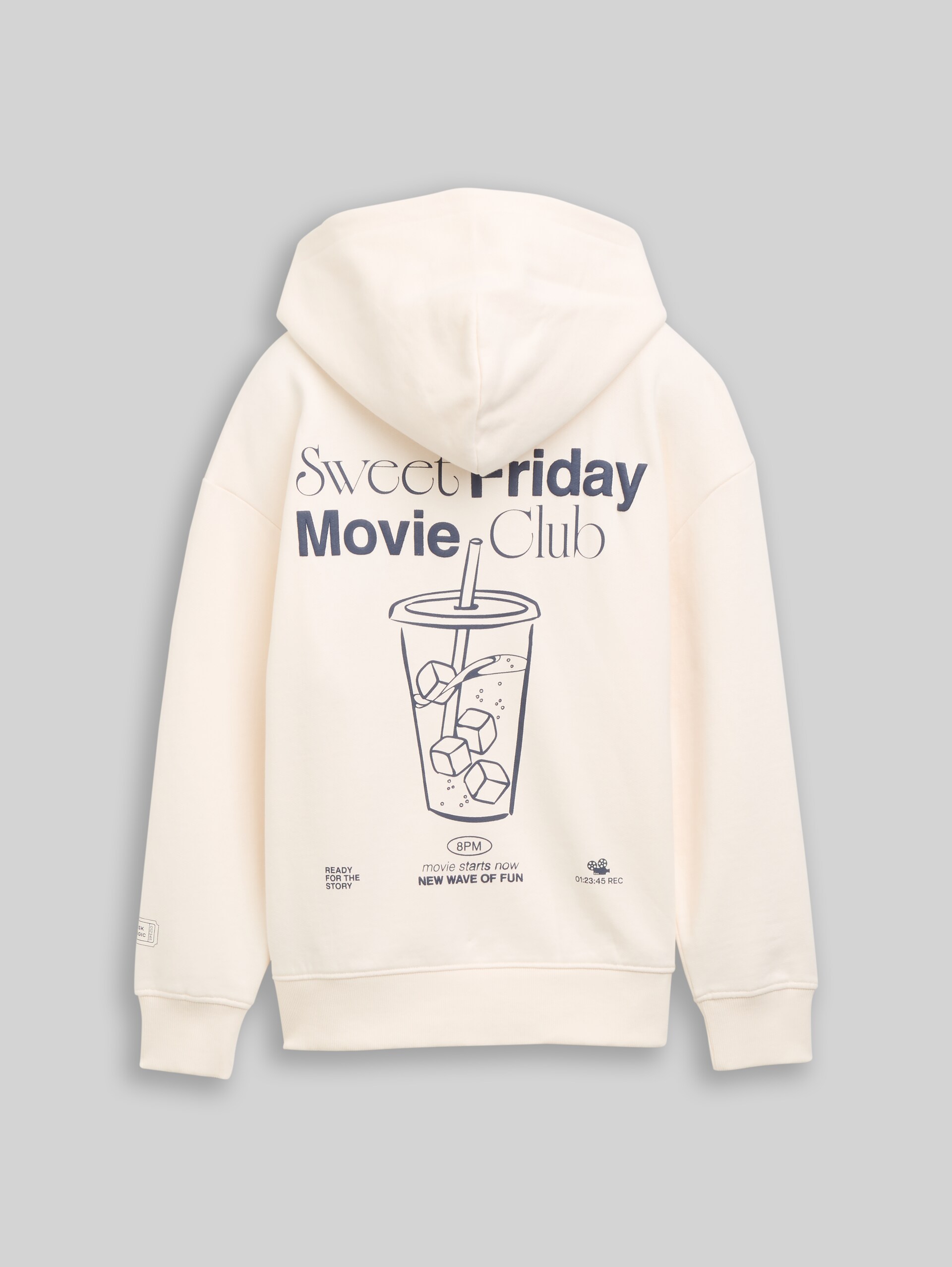 Oversize Hoodie Sweatshirt mit Rückenprint - Gardenia White