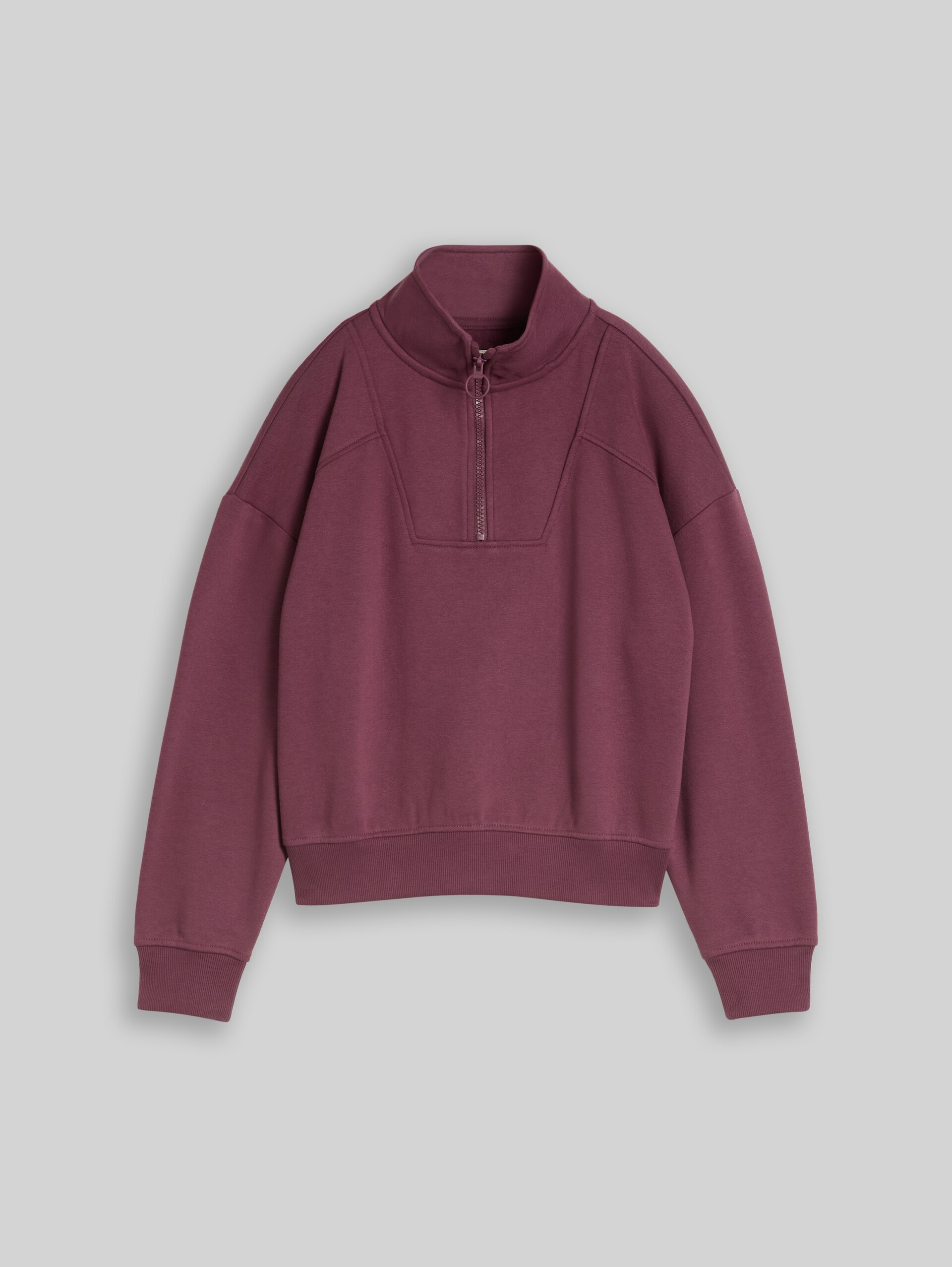 Oversize Troyer Sweatshirt - rusty burgundy - Vorder-Produkt-Ansicht