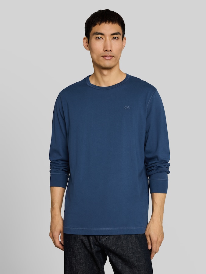 Basic Langarmshirt aus Baumwolle von Men, Dark Duck Blue