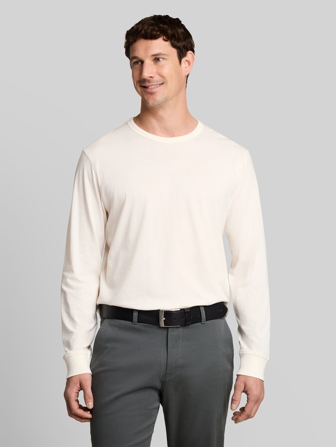 Basic Langarmshirt aus Baumwolle von Men, Gardenia White