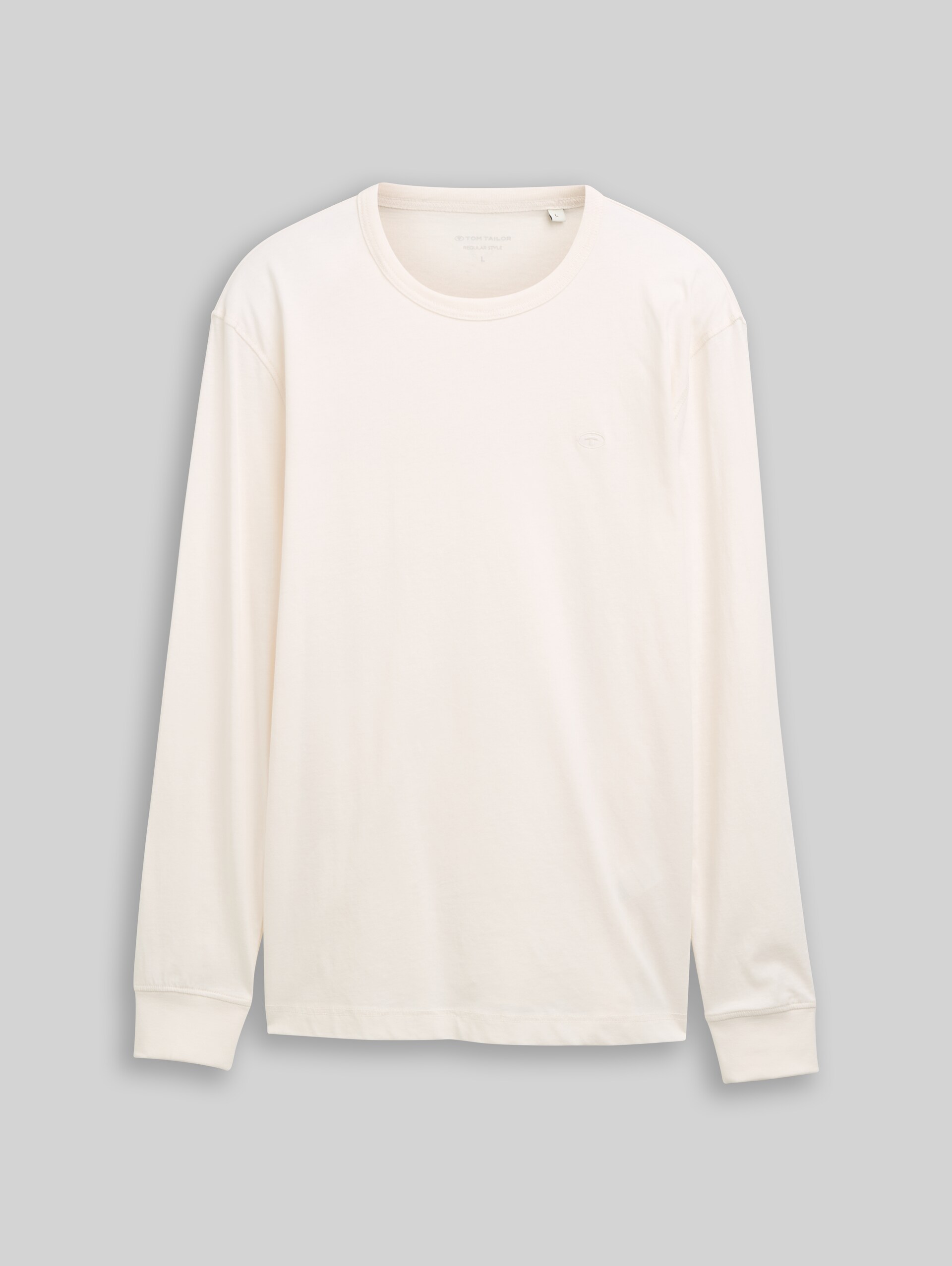 Basic Langarmshirt aus Baumwolle - Gardenia White - Vorder-Produkt-Ansicht