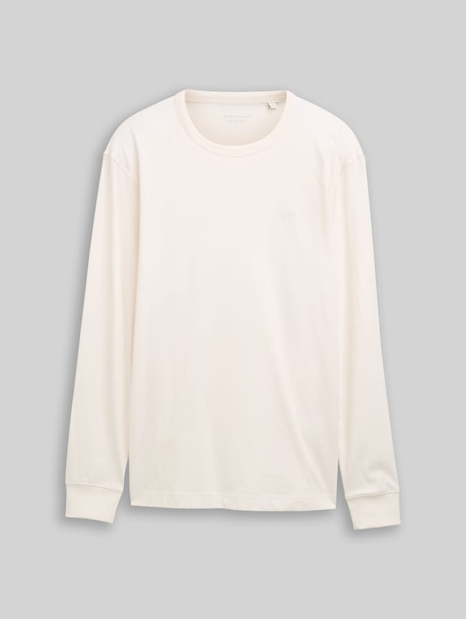 Basic katoenen shirt met lange mouwen door Men, Gardenia White