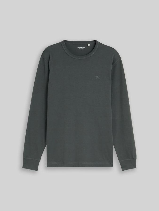 Basic Langarmshirt aus Baumwolle von Men, Darkest Olive