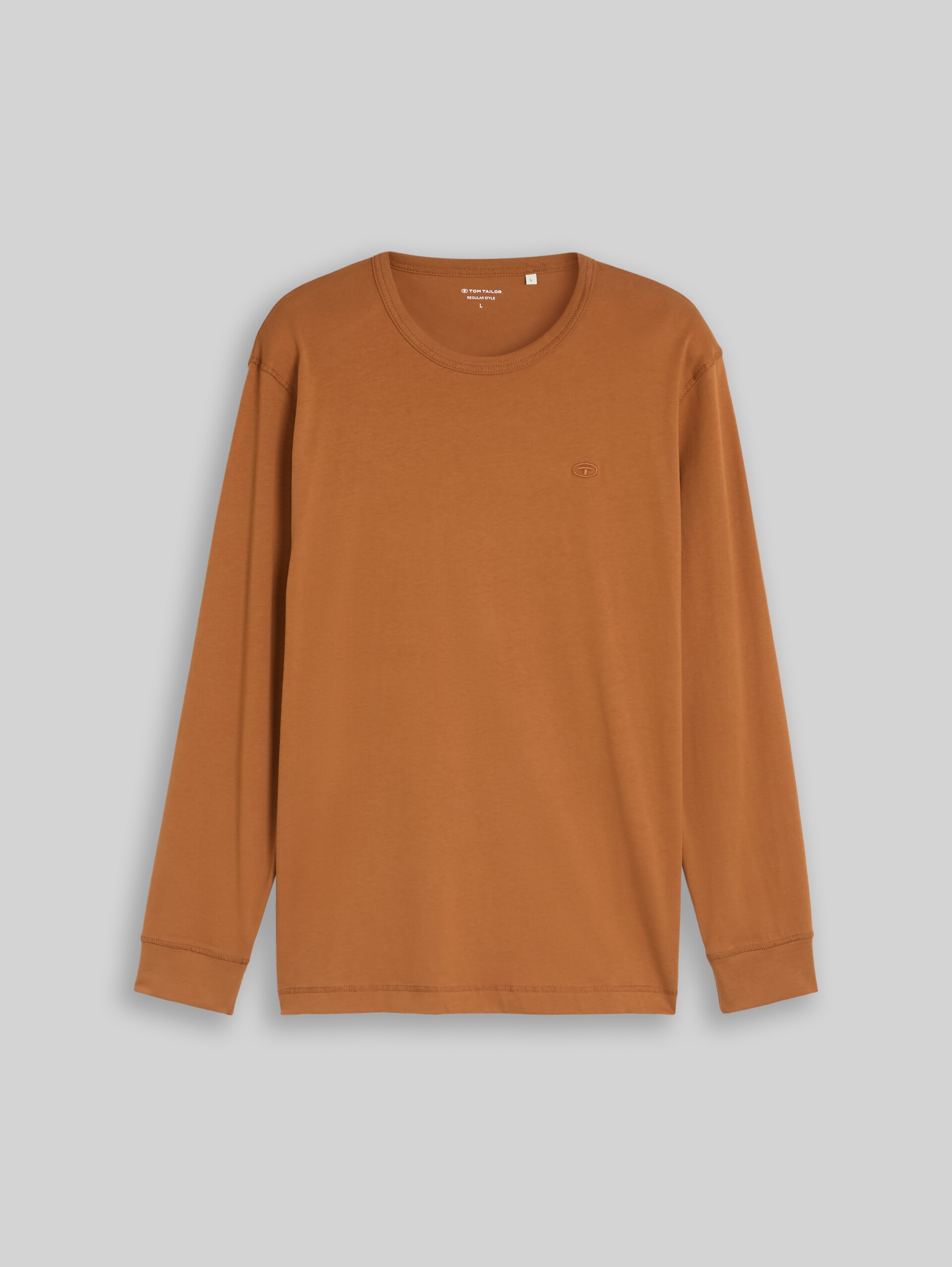 Basic Langarmshirt aus Baumwolle - bright camel brown - Vorder-Produkt-Ansicht