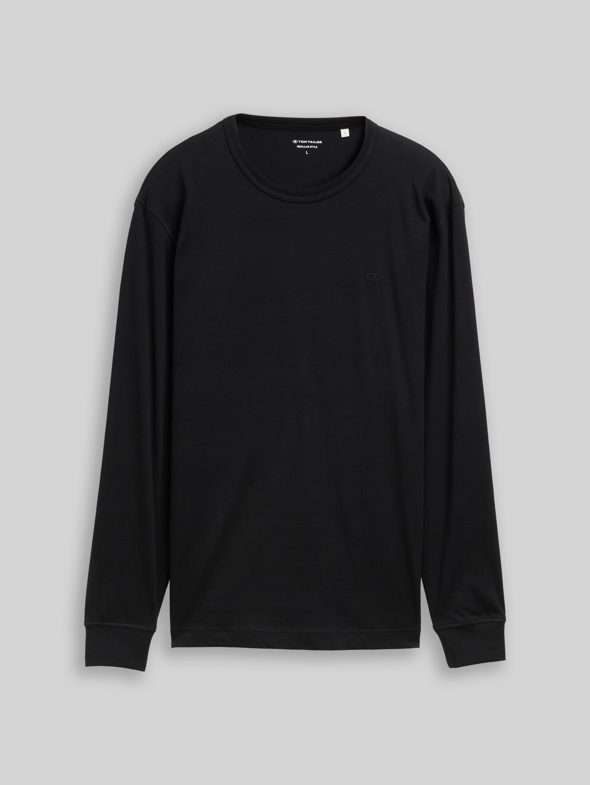 Basic Langarmshirt aus Baumwolle - Black - Vorder-Produkt-Ansicht
