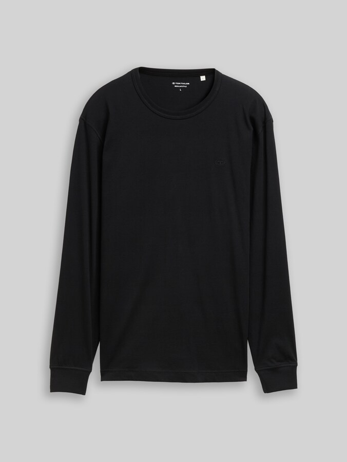 Basic Langarmshirt aus Baumwolle von Men, Black