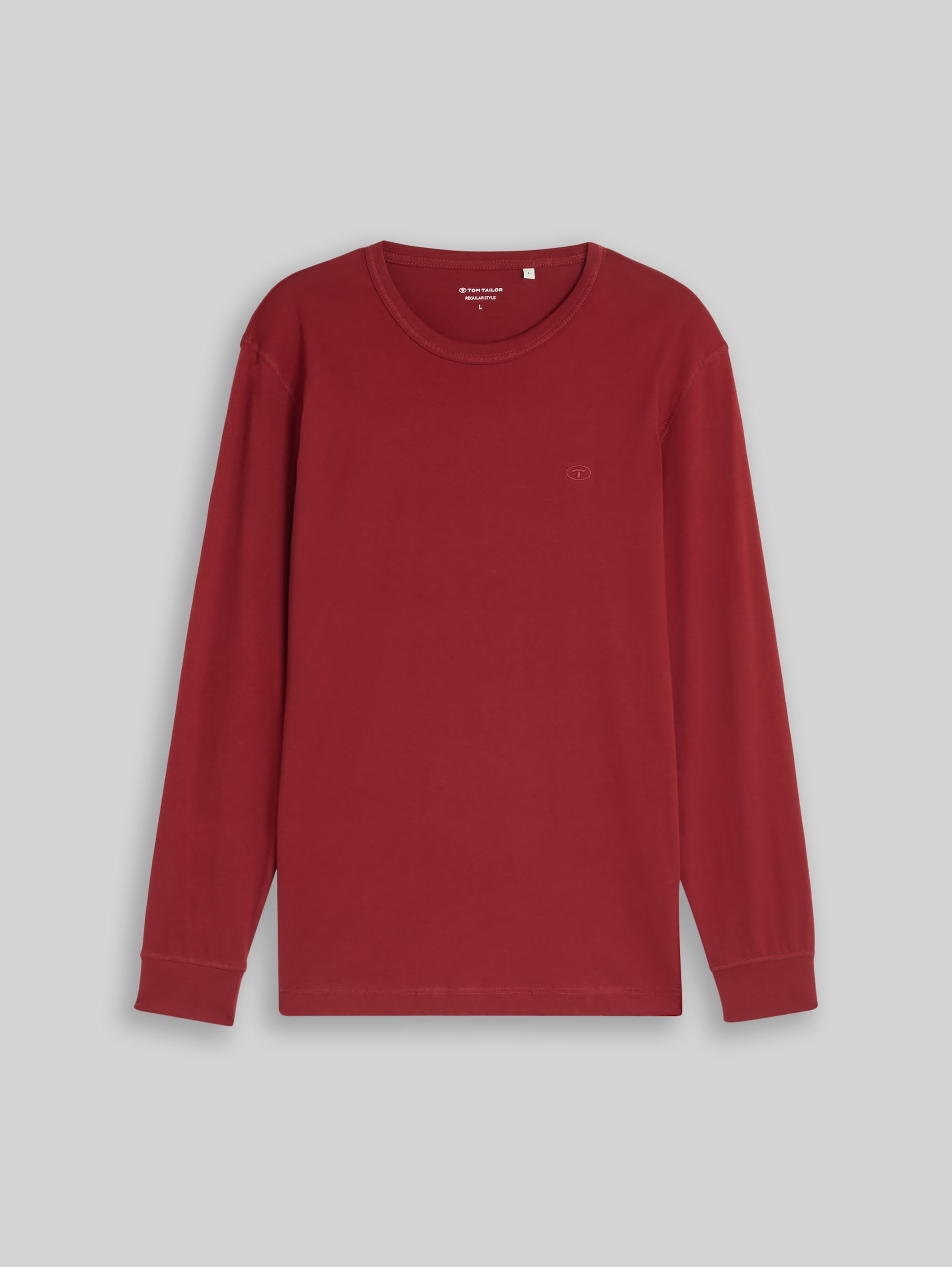 Basic katoenen shirt met lange mouwen - pear red - Product vooraanzicht