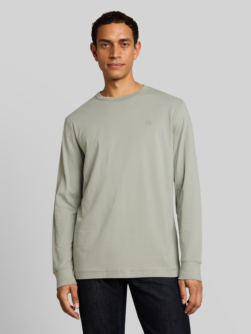 T-shirt basique à manches longues en coton par Men, iron mint