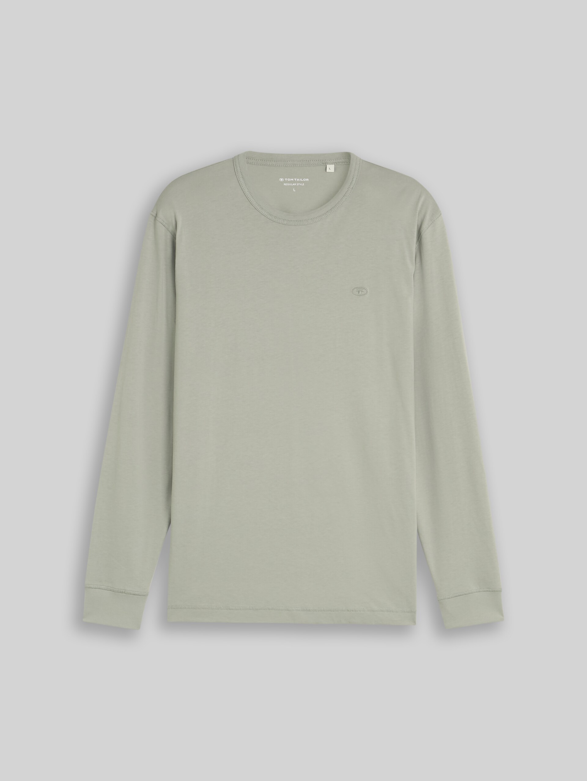 Basic Langarmshirt aus Baumwolle - iron mint - Vorder-Produkt-Ansicht