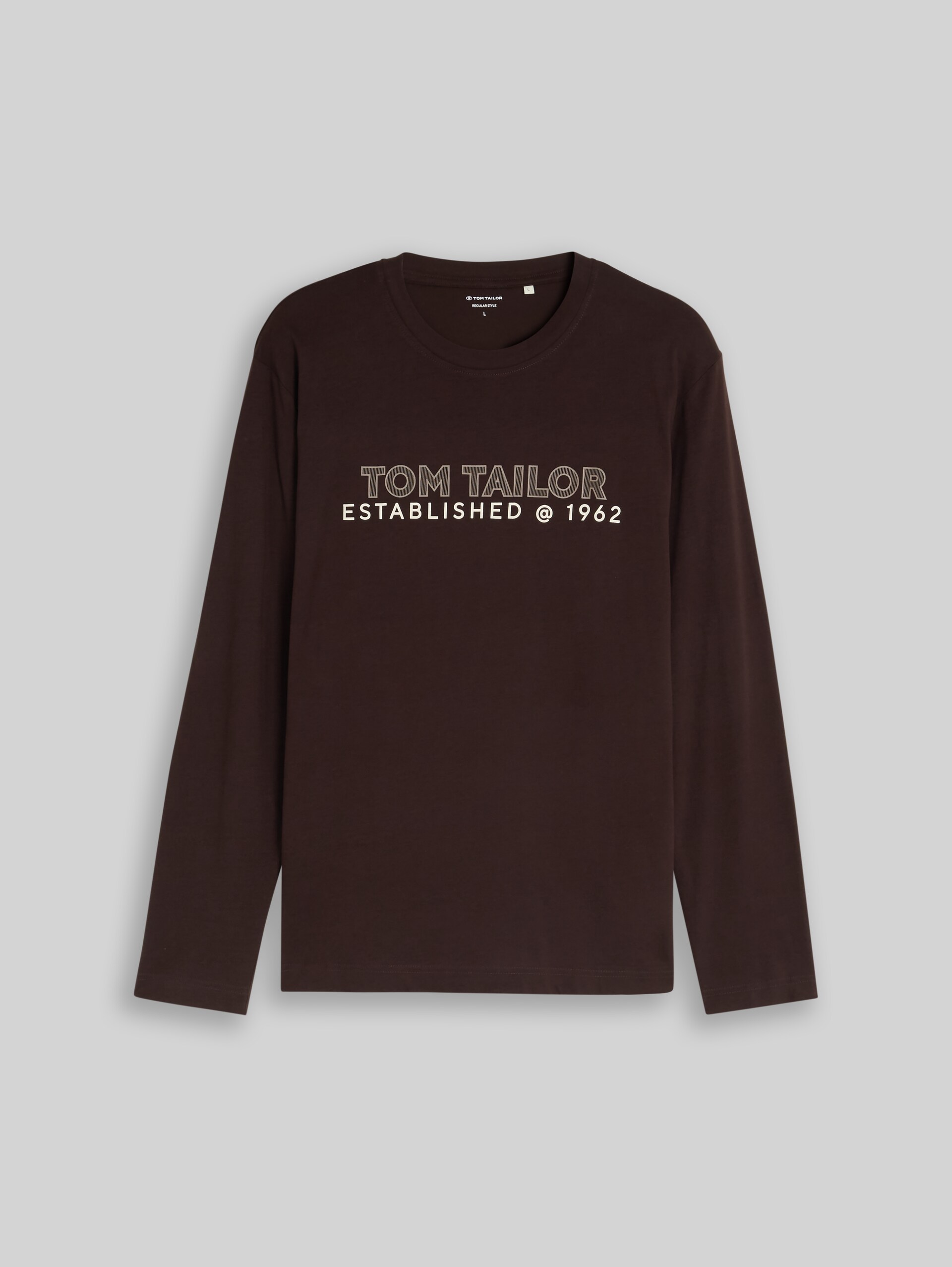 Langarmshirt mit Logo-Print - Dark Chocolate Brown - Vorder-Produkt-Ansicht