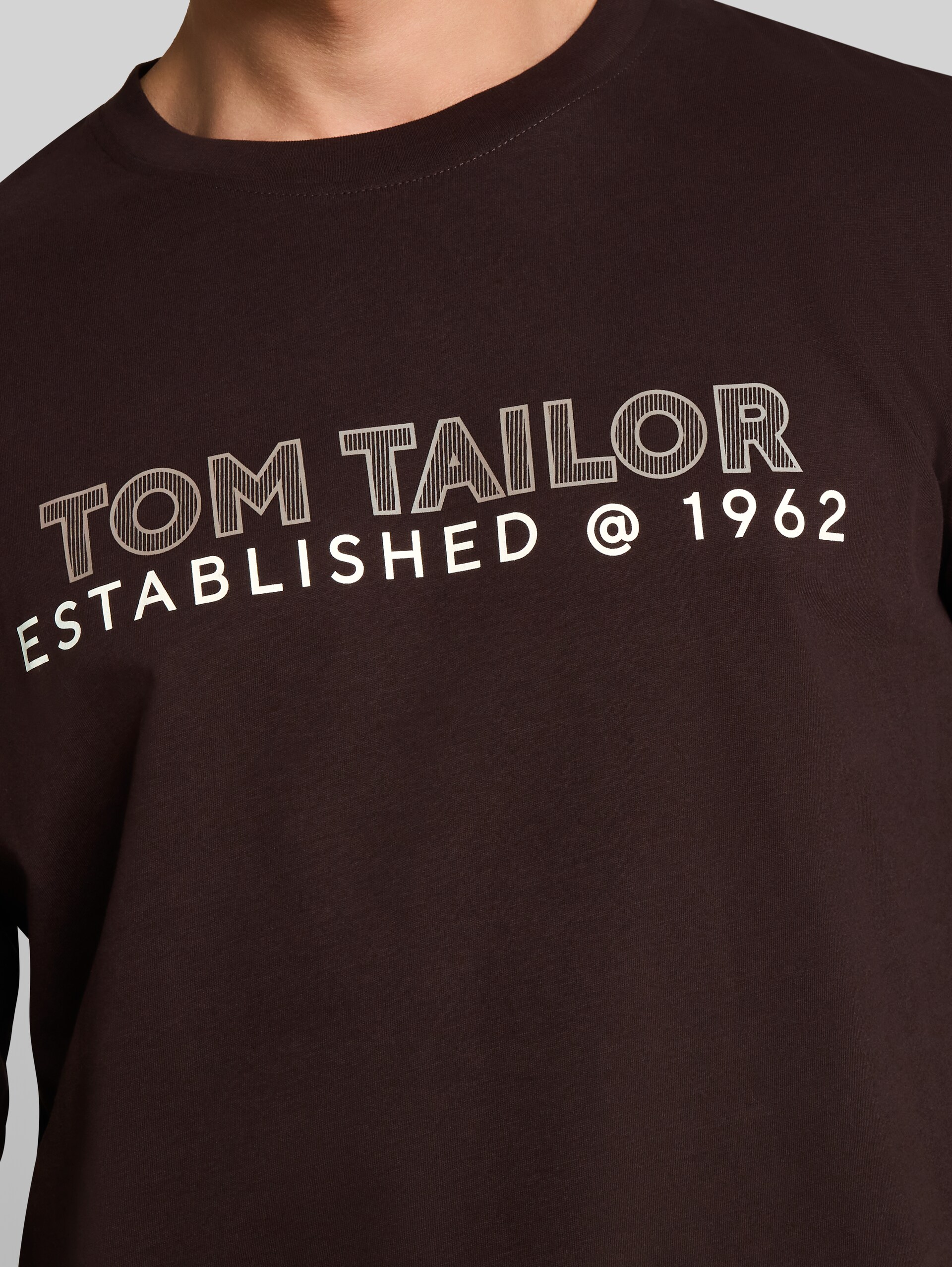 Langarmshirt mit Logo-Print - Dark Chocolate Brown - Detail-Model-Ansicht