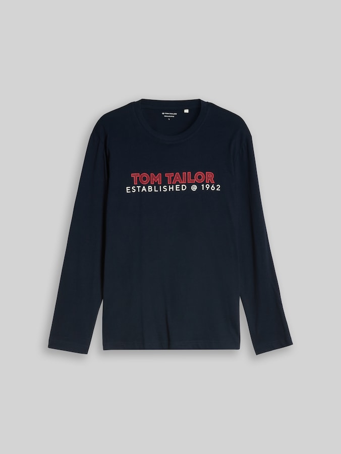 T-shirt à manches longues avec logo imprimé par Men, sky captain blue