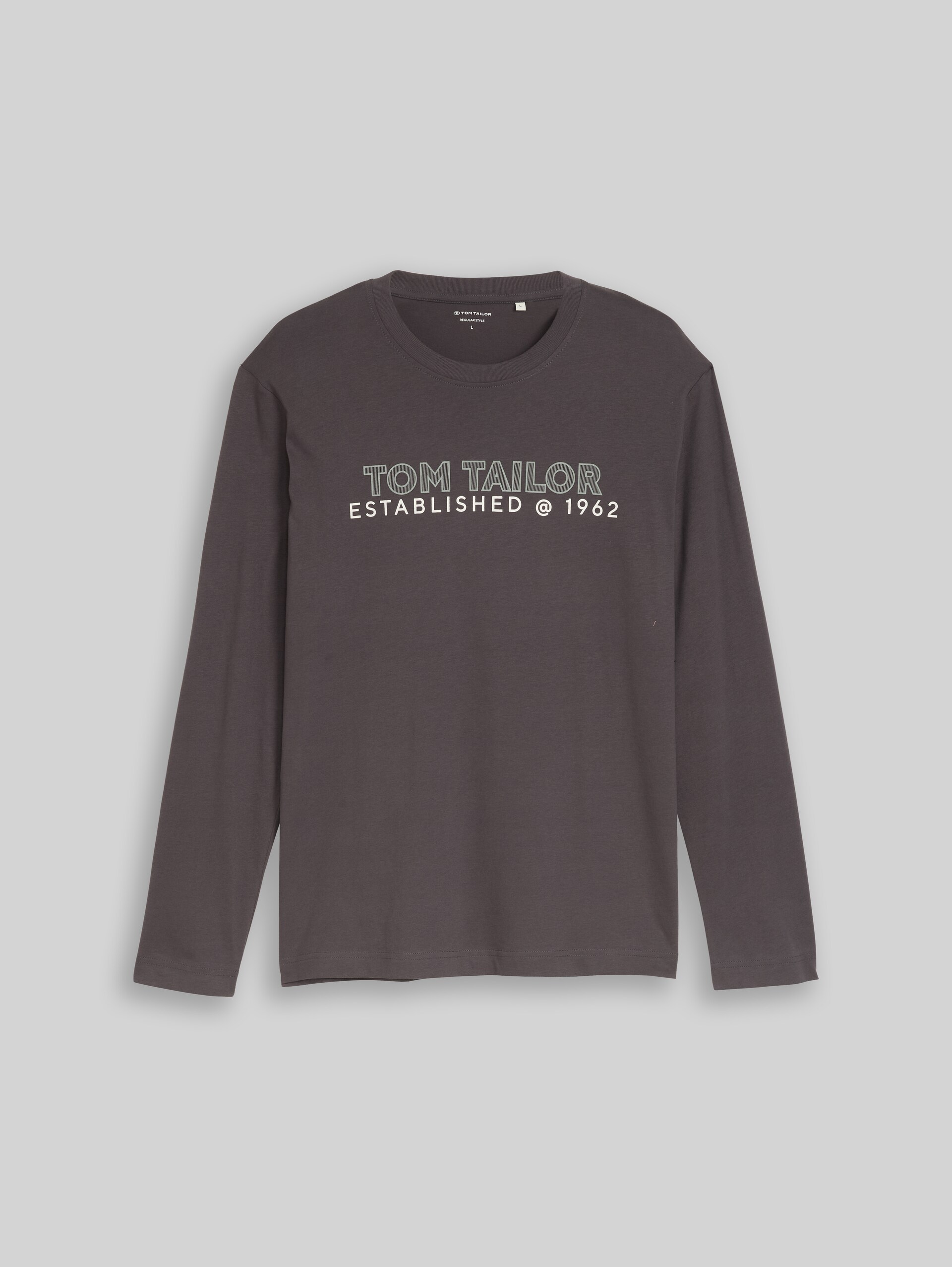 Langarmshirt mit Logo-Print - Tarmac Grey - Vorder-Produkt-Ansicht