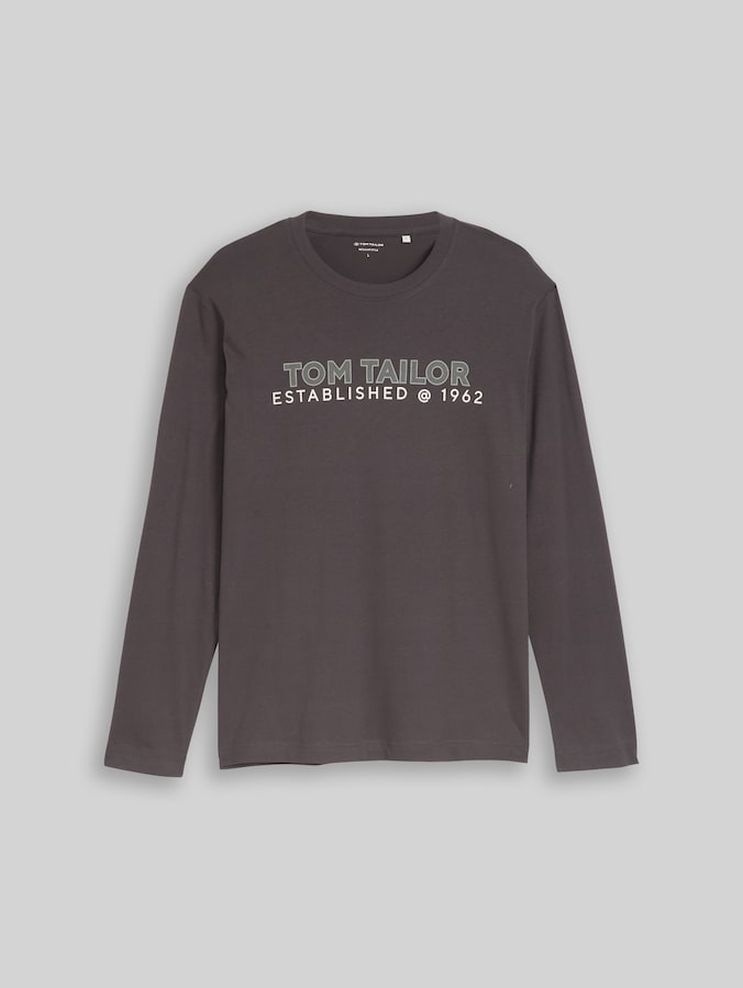 T-shirt à manches longues avec logo imprimé par Men, Tarmac Grey
