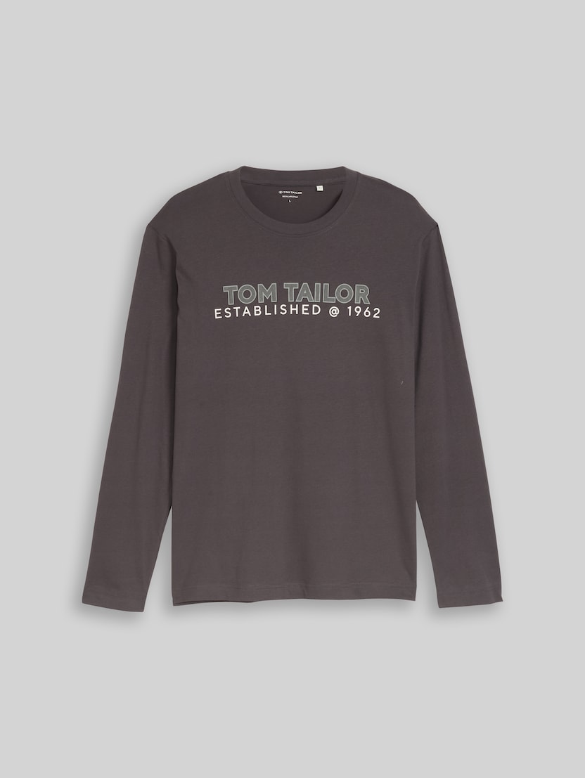 T-shirt met lange mouwen en logoprint door Men, Tarmac Grey