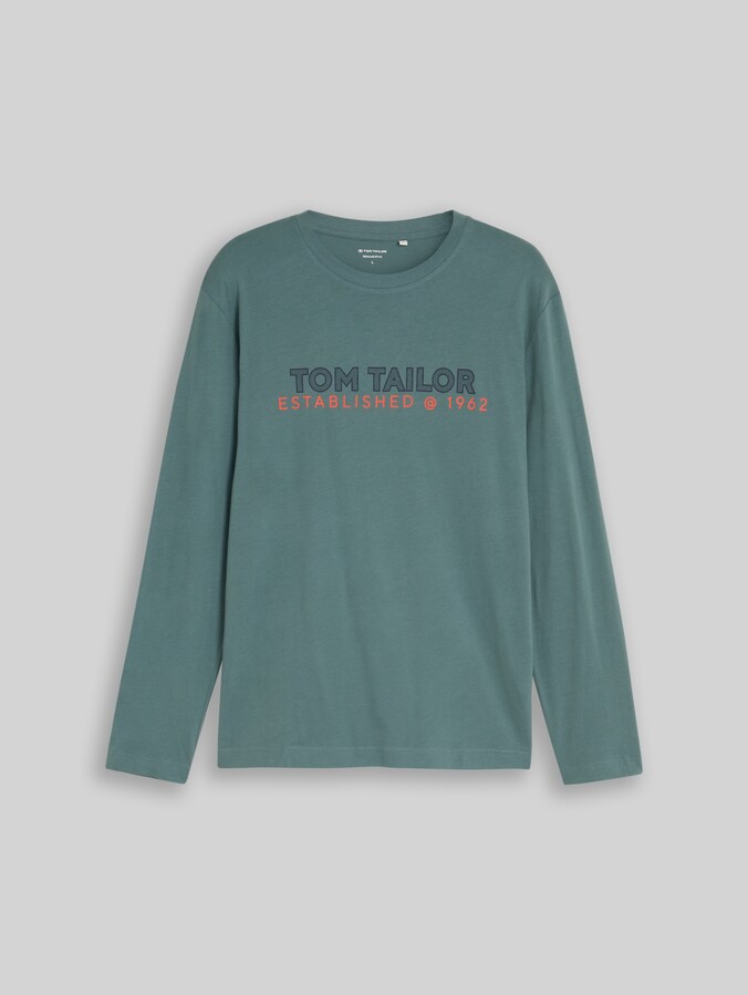 T-shirt à manches longues avec logo imprimé par Men, deep bluish green