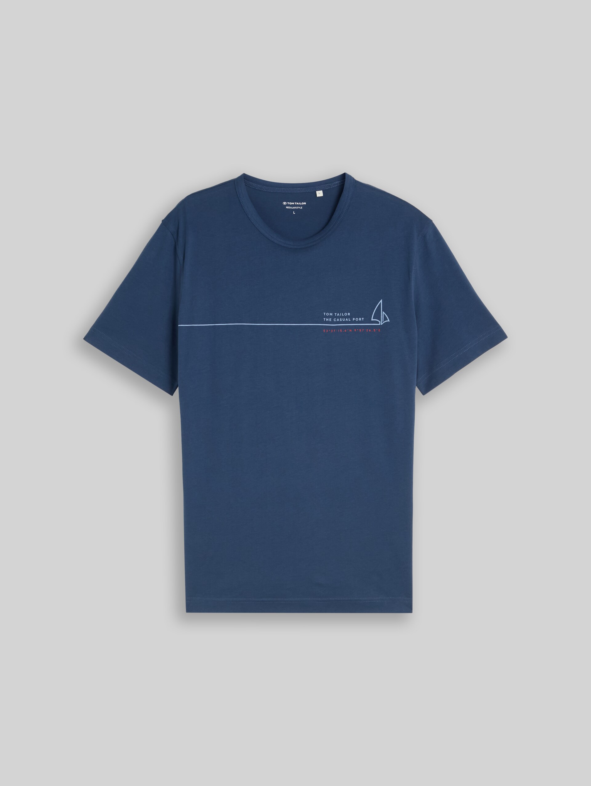 T-Shirt mit Print - Dark Duck Blue - Vorder-Produkt-Ansicht