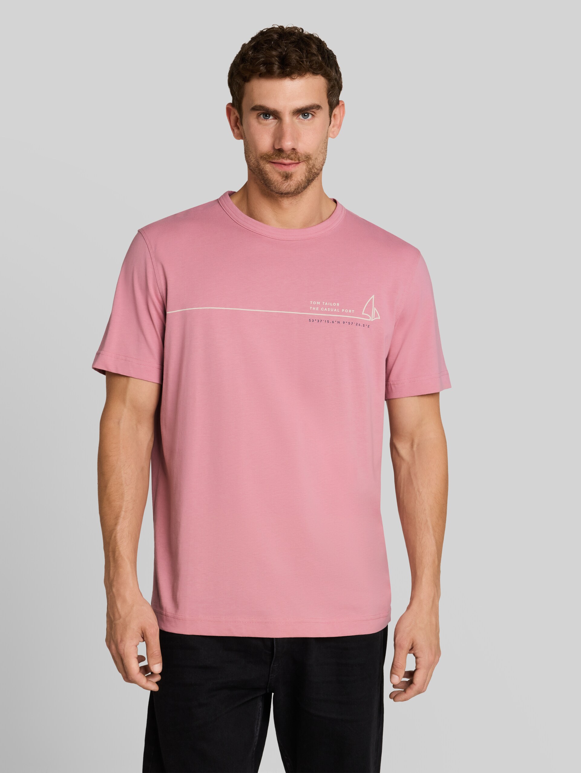 T-Shirt mit Print - dusty rose - Ausschnitt Model-Vorderansicht