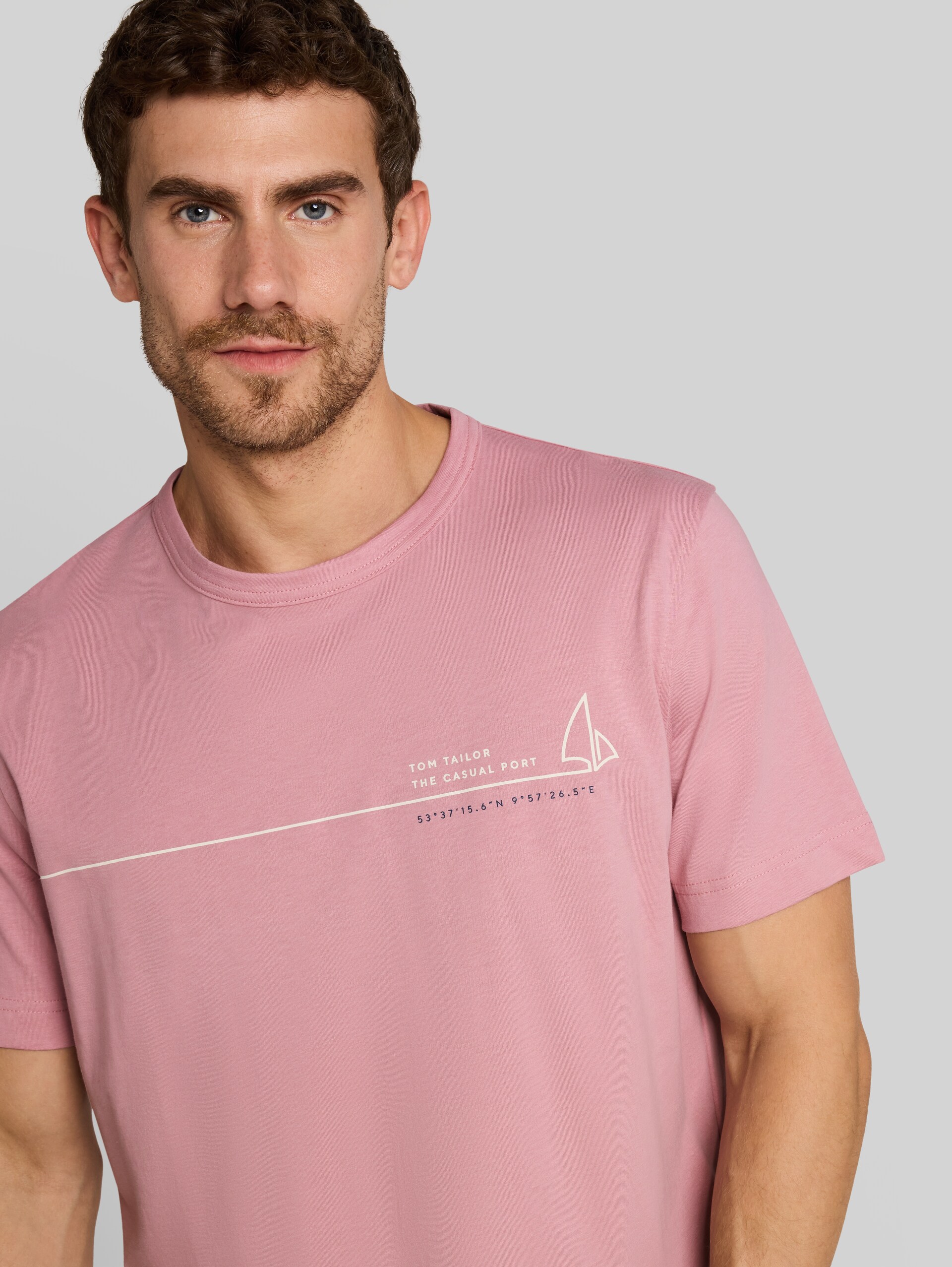 T-Shirt mit Print - dusty rose - Detail-Model-Ansicht