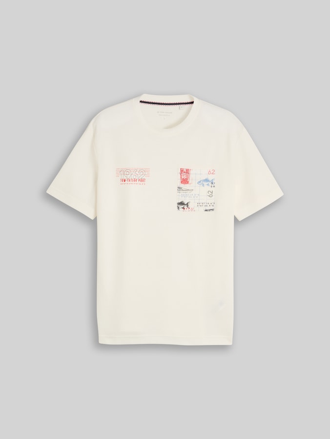 T-Shirt mit Waffelstruktur von Men, Gardenia White