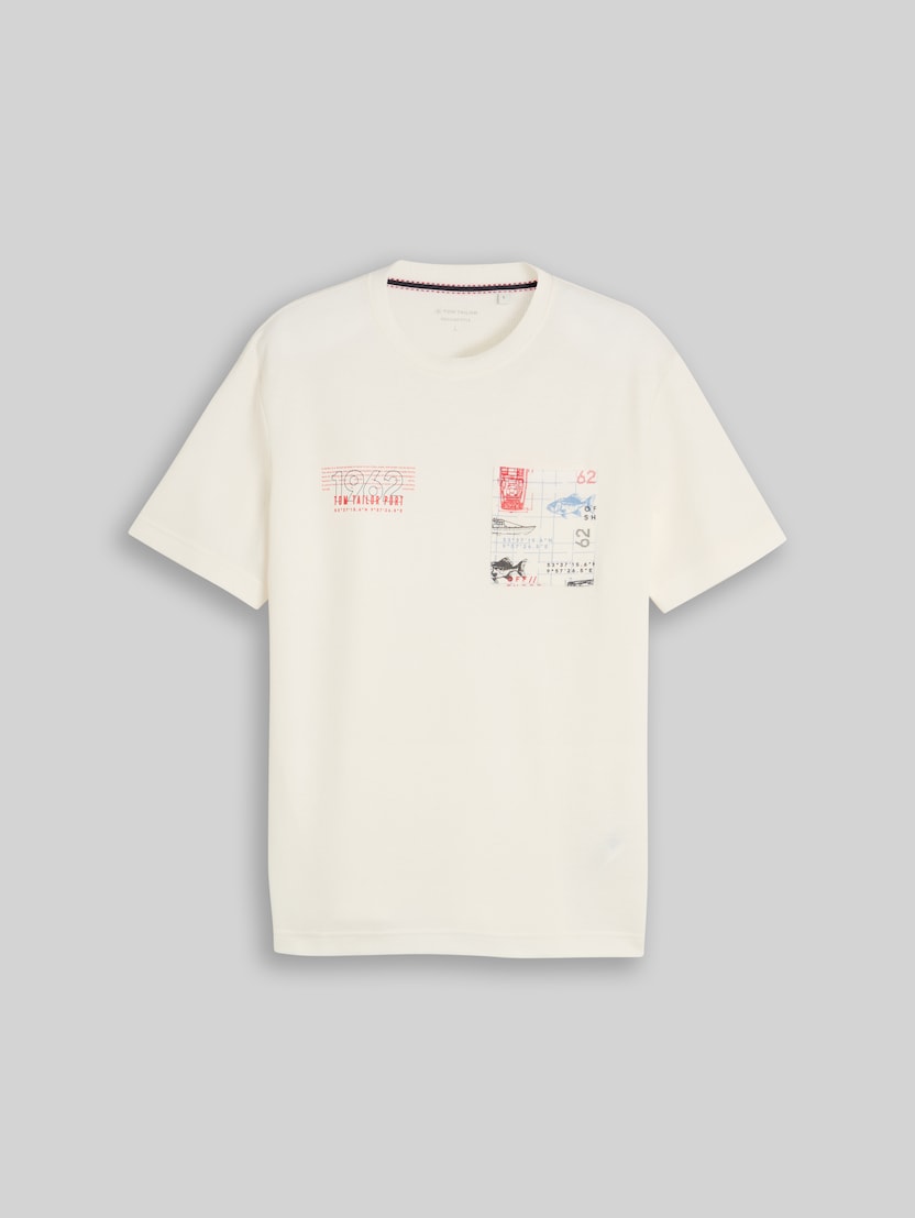 T-Shirt mit Waffelstruktur von Men, Gardenia White