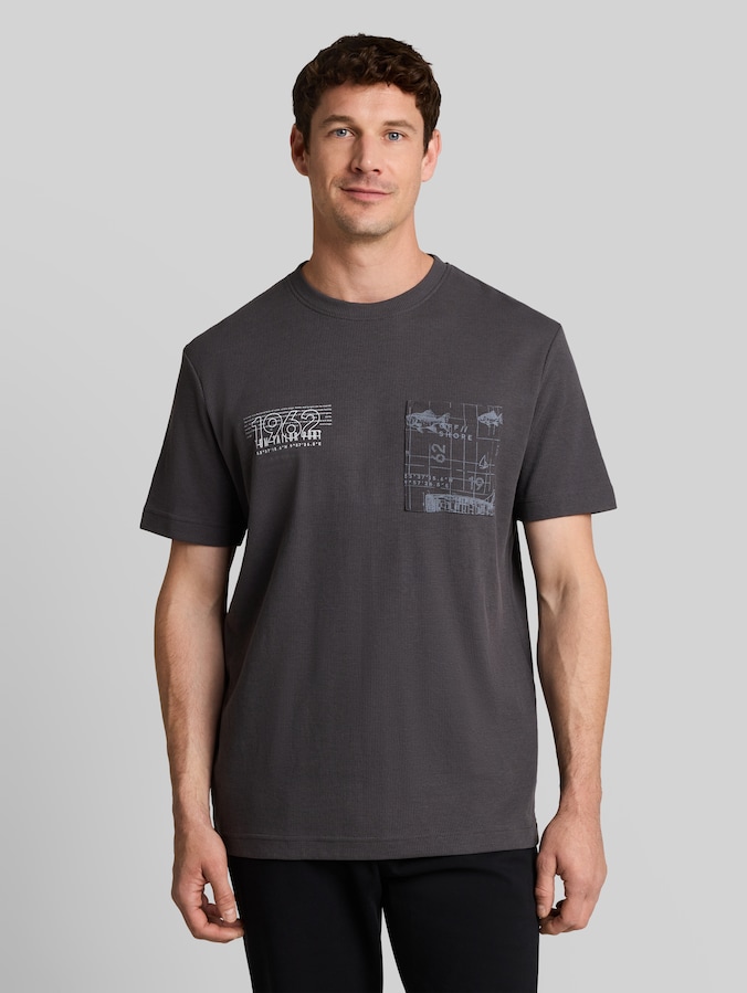 T-Shirt mit Waffelstruktur von Men, Tarmac Grey