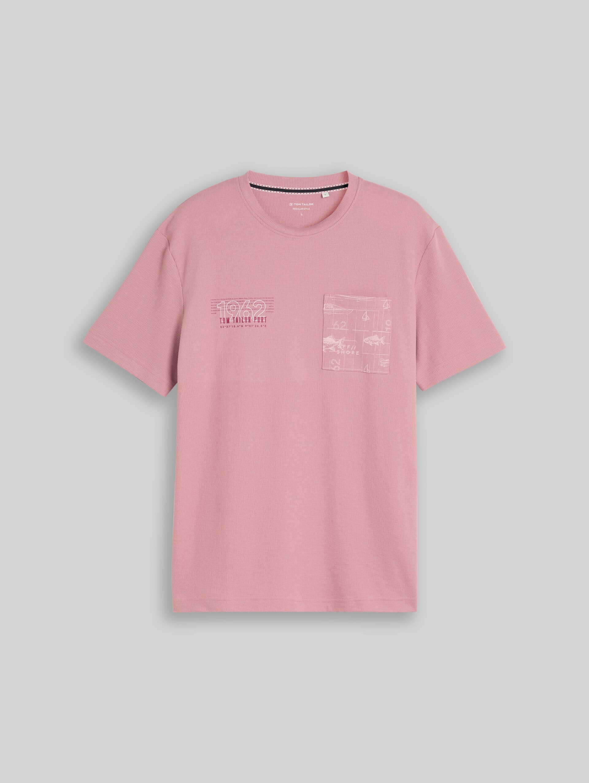 T-shirt met wafelstructuur - dusty rose - Product vooraanzicht