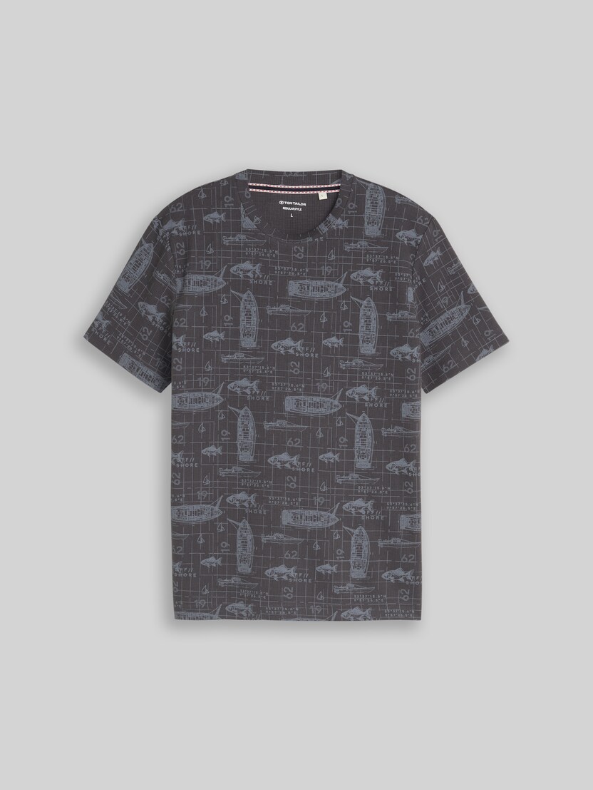 T-shirt met allover-print door Men, grey nautical design