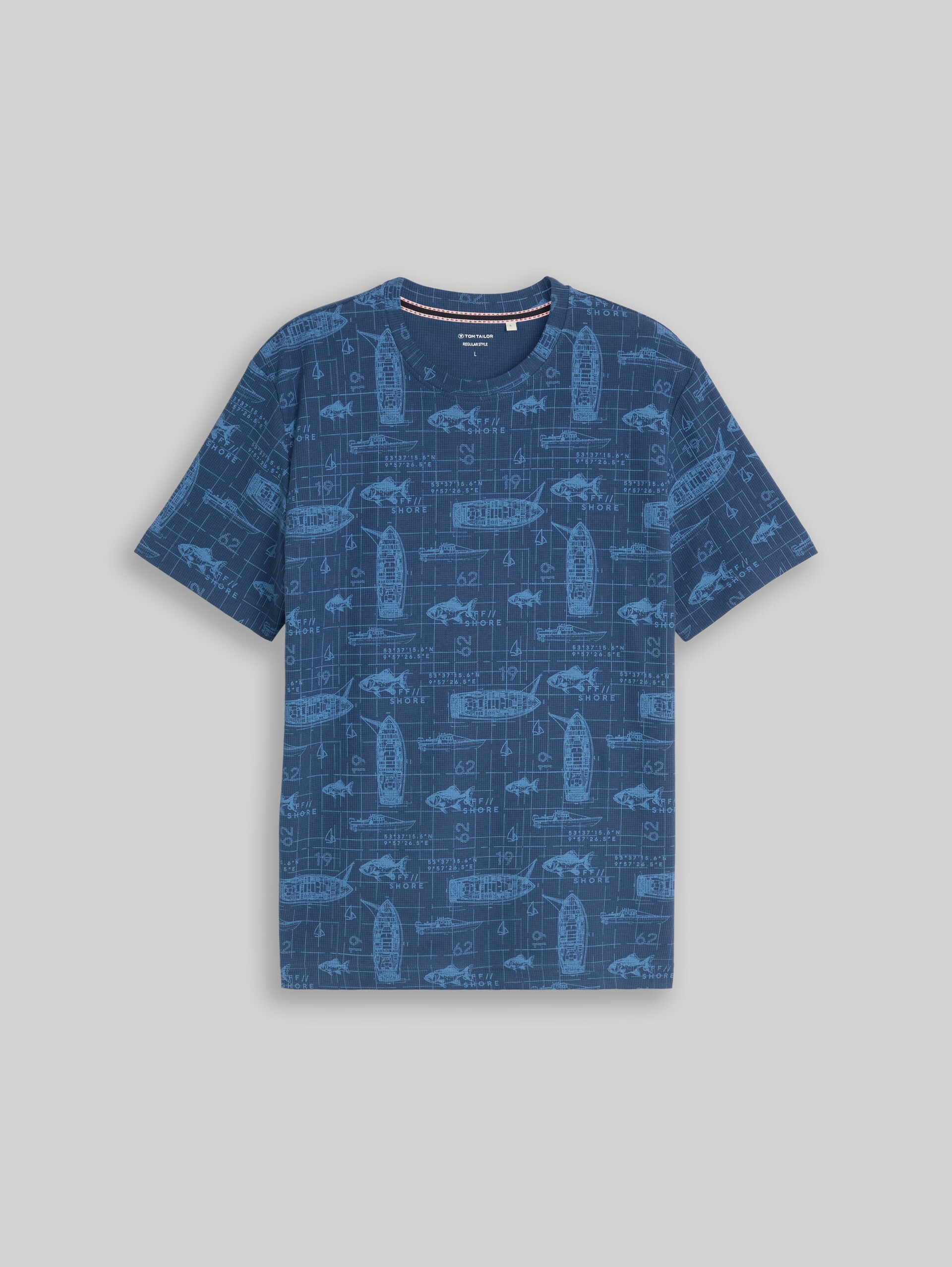 T-Shirt mit Allover-Print - mid blue nautical design - Vorder-Produkt-Ansicht