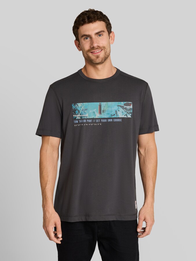 T-Shirt mit Fotoprint von Men, Tarmac Grey