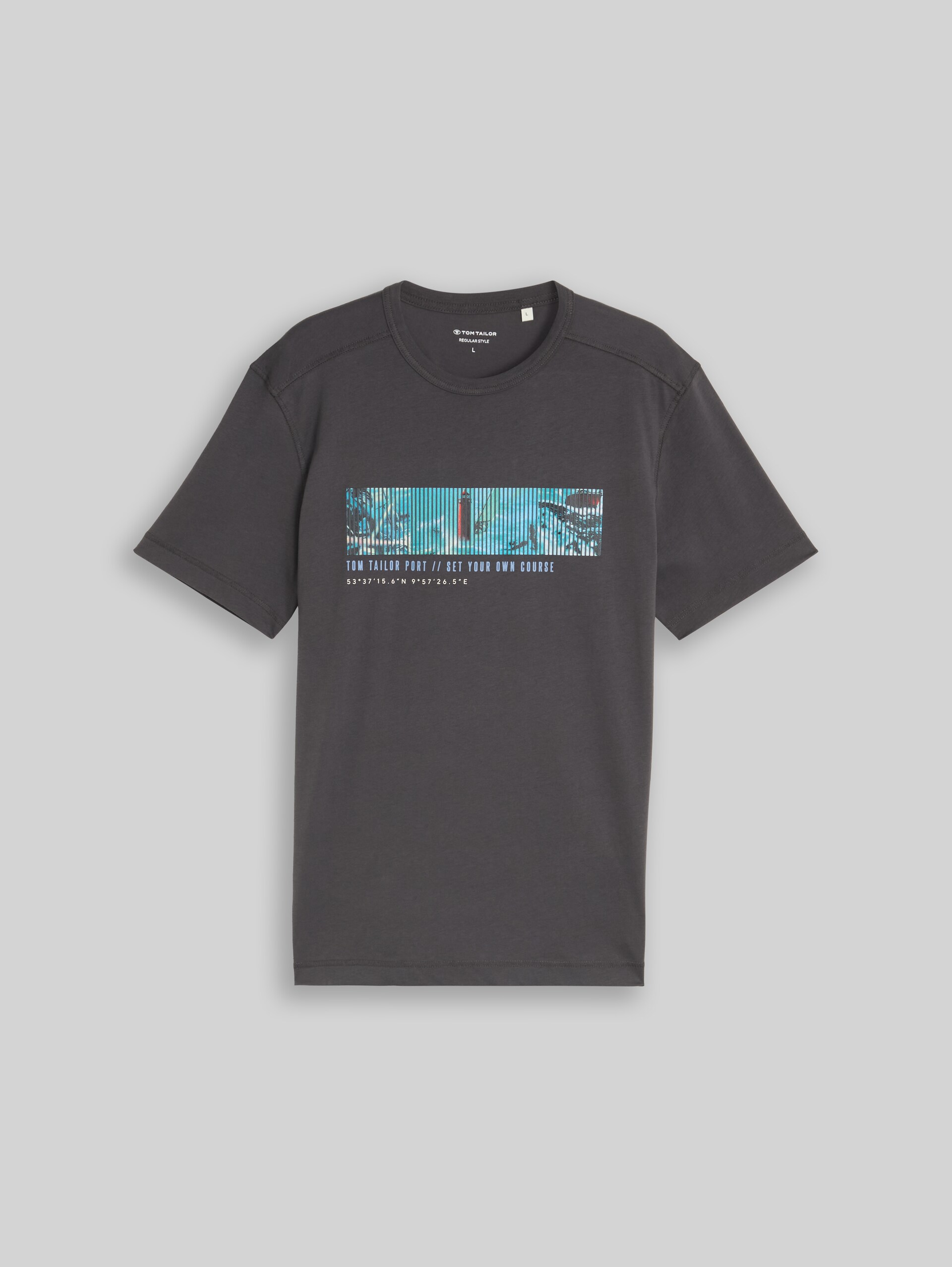 T-Shirt mit Fotoprint - Tarmac Grey - Vorder-Produkt-Ansicht