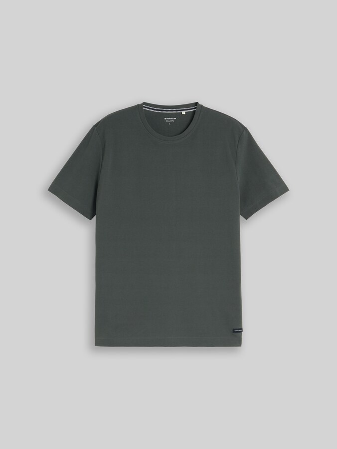 Piqué T-shirt met logobadge door Men, Darkest Olive