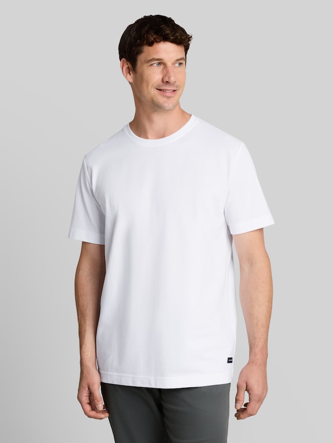 Piqué T-shirt met logobadge door Men, White