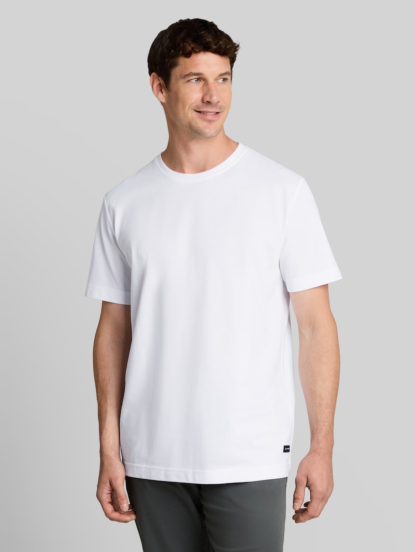 Piqué T-shirt met logobadge door Men, White