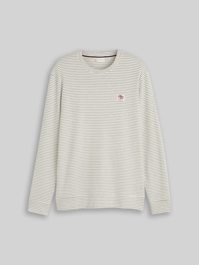 Langarmshirt mit Streifenmuster von Men, offwhite structured stripe
