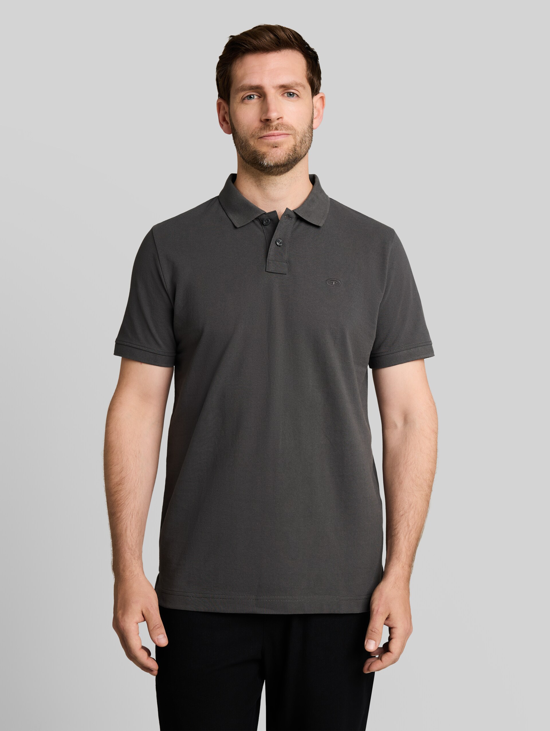 Piqué poloshirt met geborduurd logo - Dark Shadow