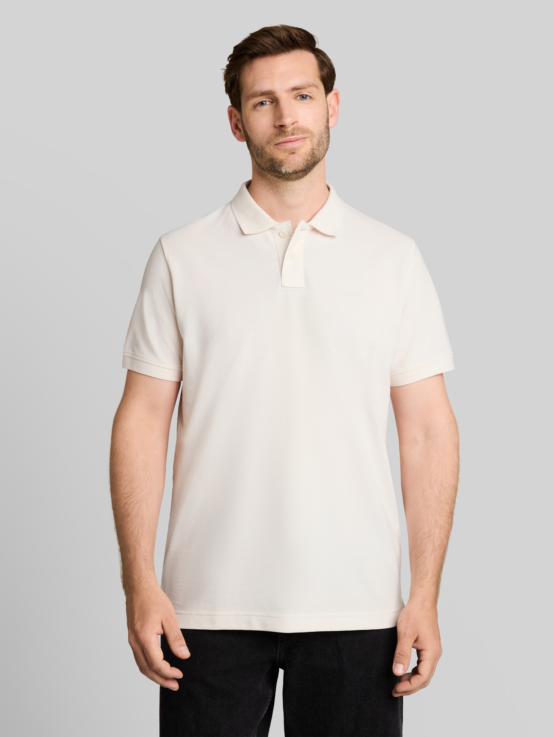 Piqué poloshirt met geborduurd logo - Gardenia White