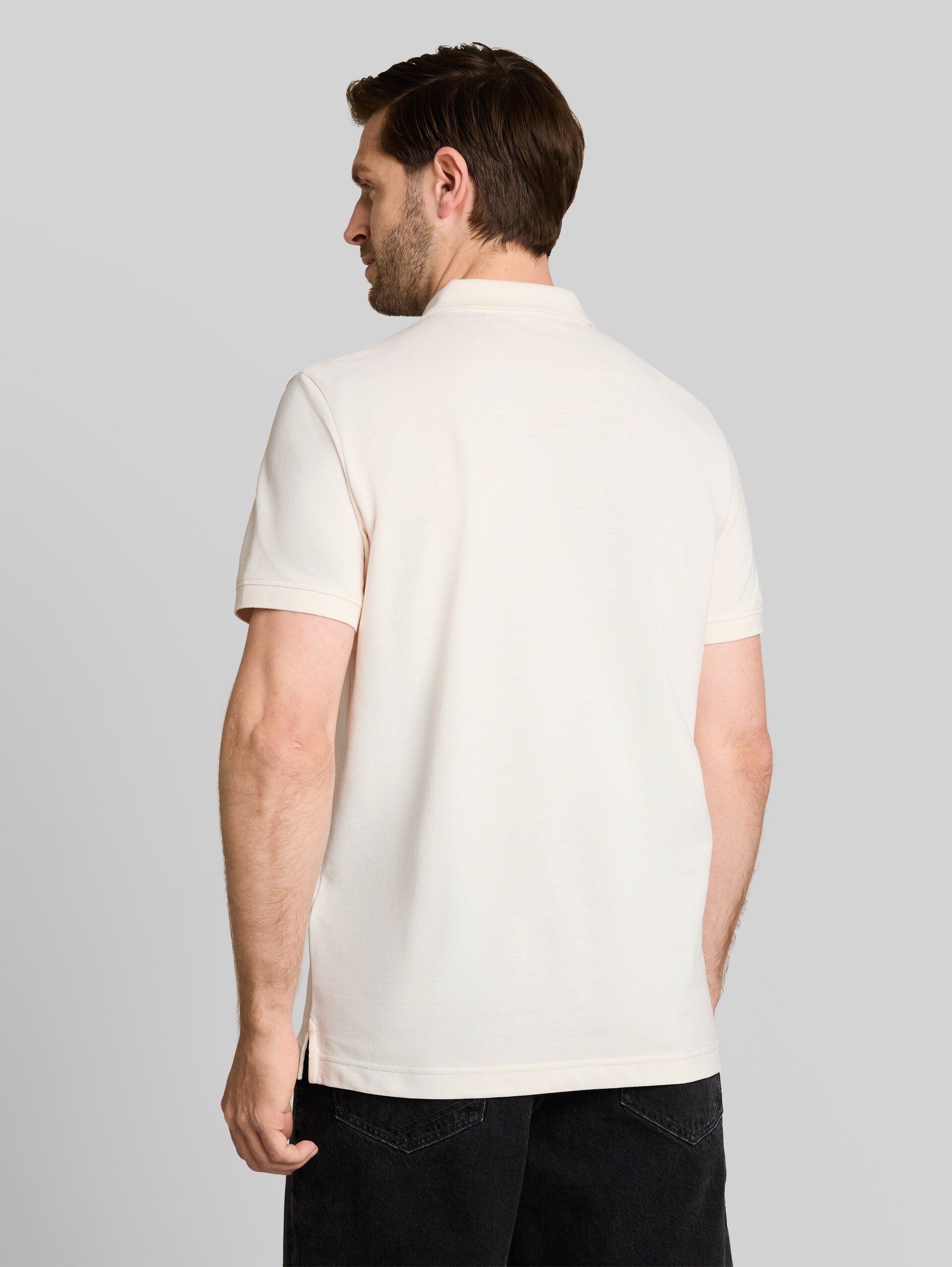 Piqué poloshirt met geborduurd logo - Gardenia White