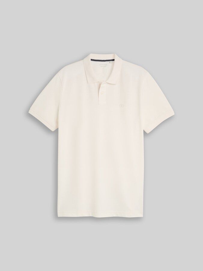 Piqué Poloshirt mit Logo-Stickerei von Men, Gardenia White