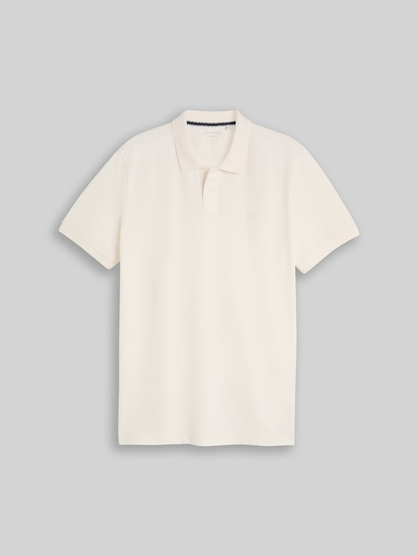 Piqué polo shirt with embroidered logo by Men, Gardenia White