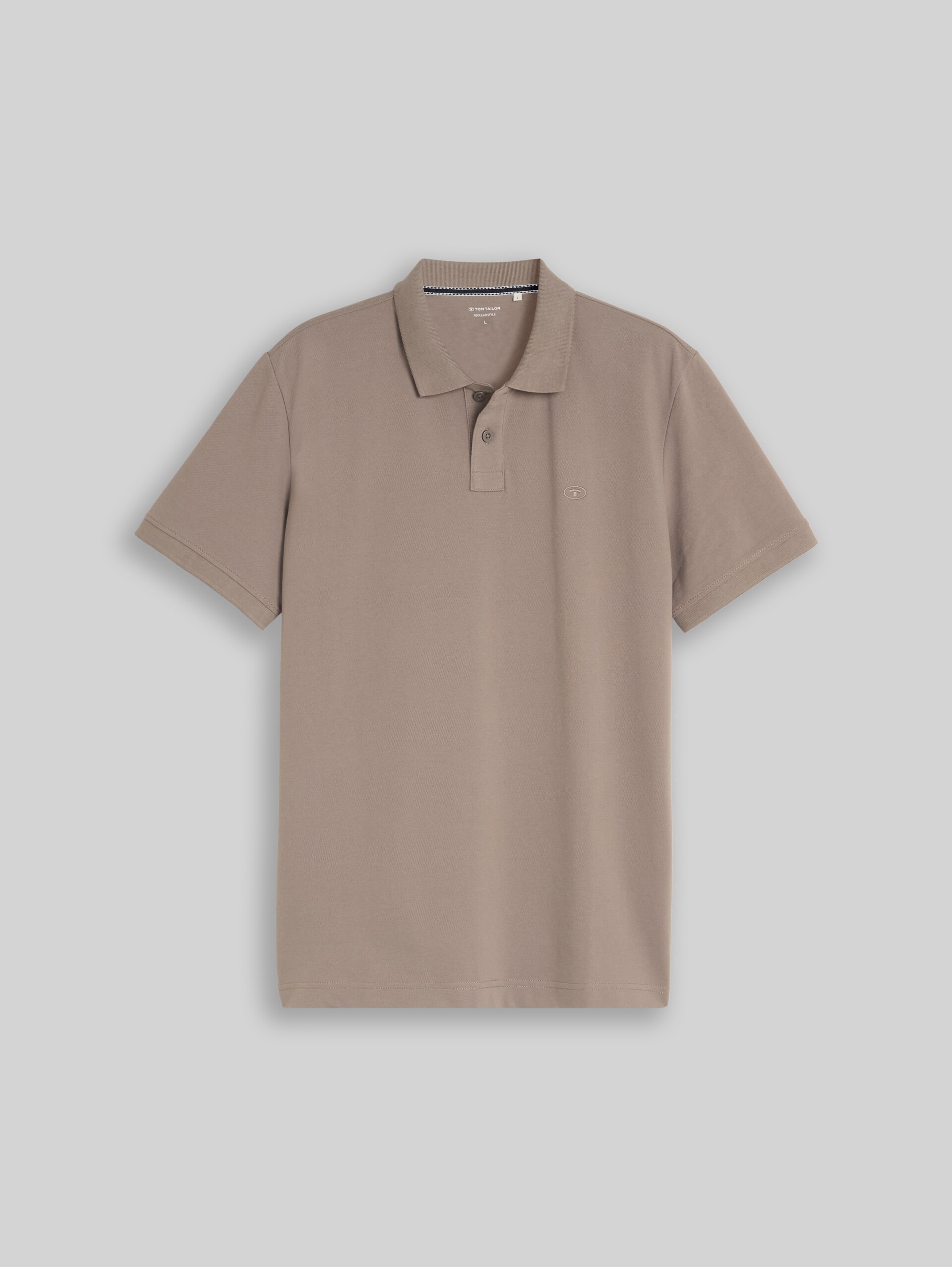 Piqué poloshirt met geborduurd logo - Driftwood Taupe