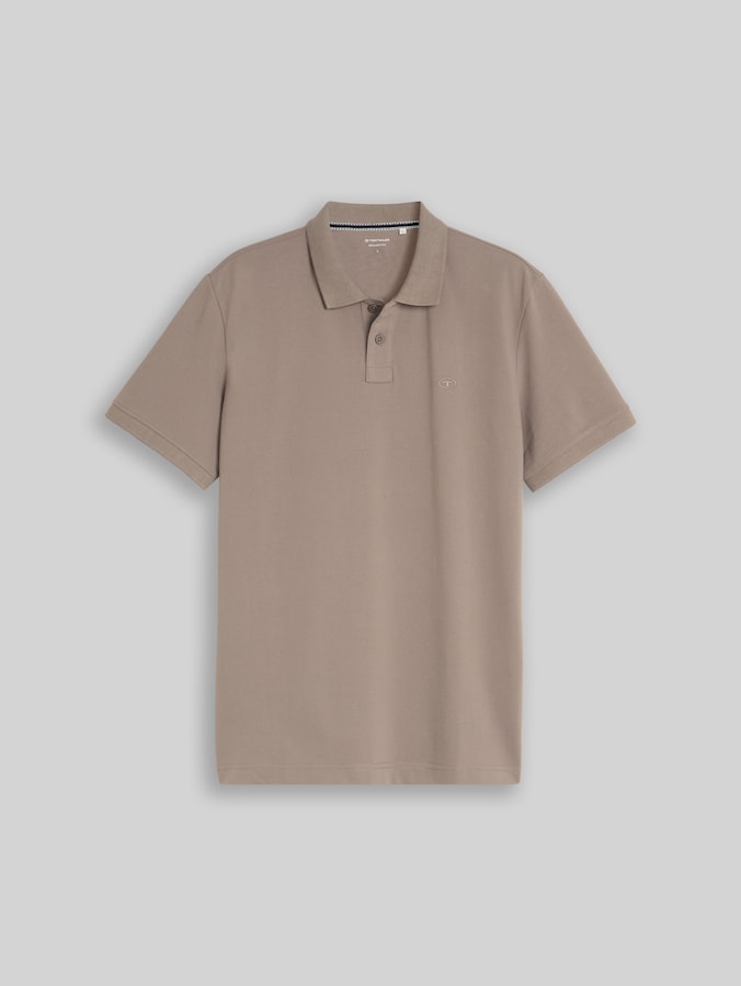 Piqué Poloshirt mit Logo-Stickerei von Men, Driftwood Taupe
