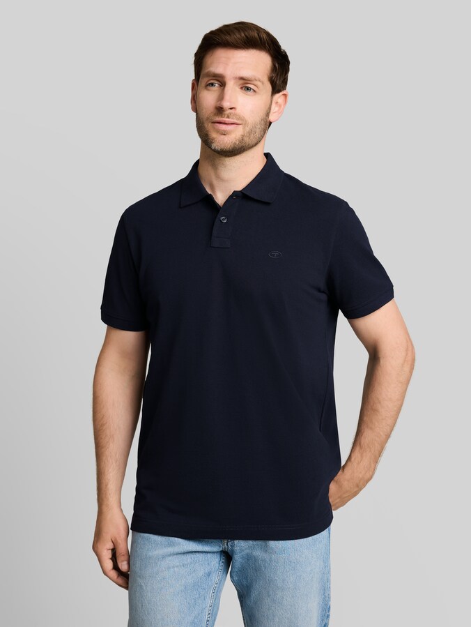 Piqué Poloshirt mit Logo-Stickerei von Men, sky captain blue