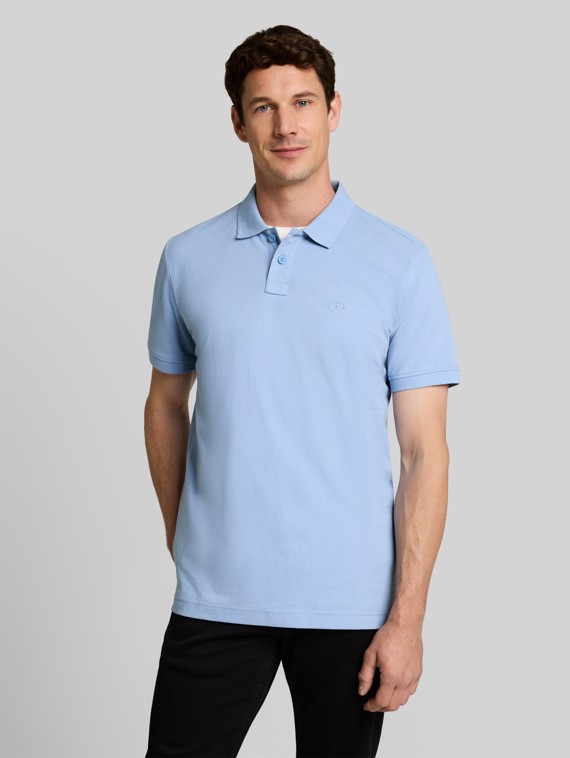 Piqué Poloshirt mit Logo-Stickerei - Pale Blue