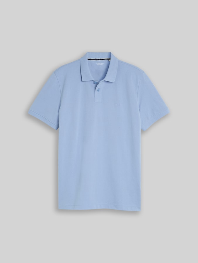 Piqué-poloshirt met geborduurd logo door Men, Pale Blue