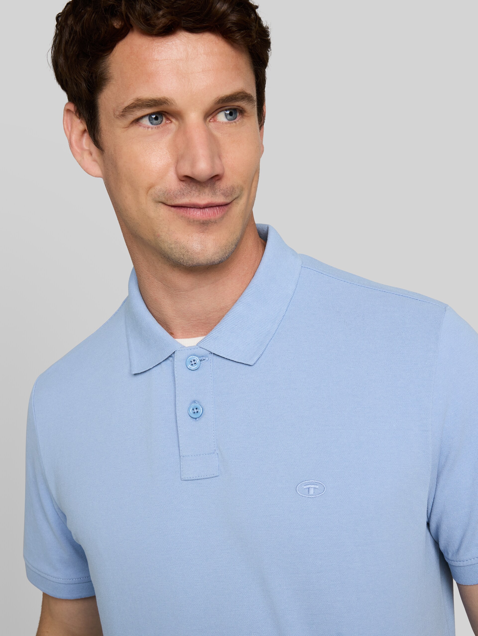 Piqué Poloshirt mit Logo-Stickerei - Pale Blue