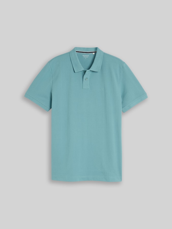 Piqué Poloshirt mit Logo-Stickerei von Men, Mineral Stone Blue