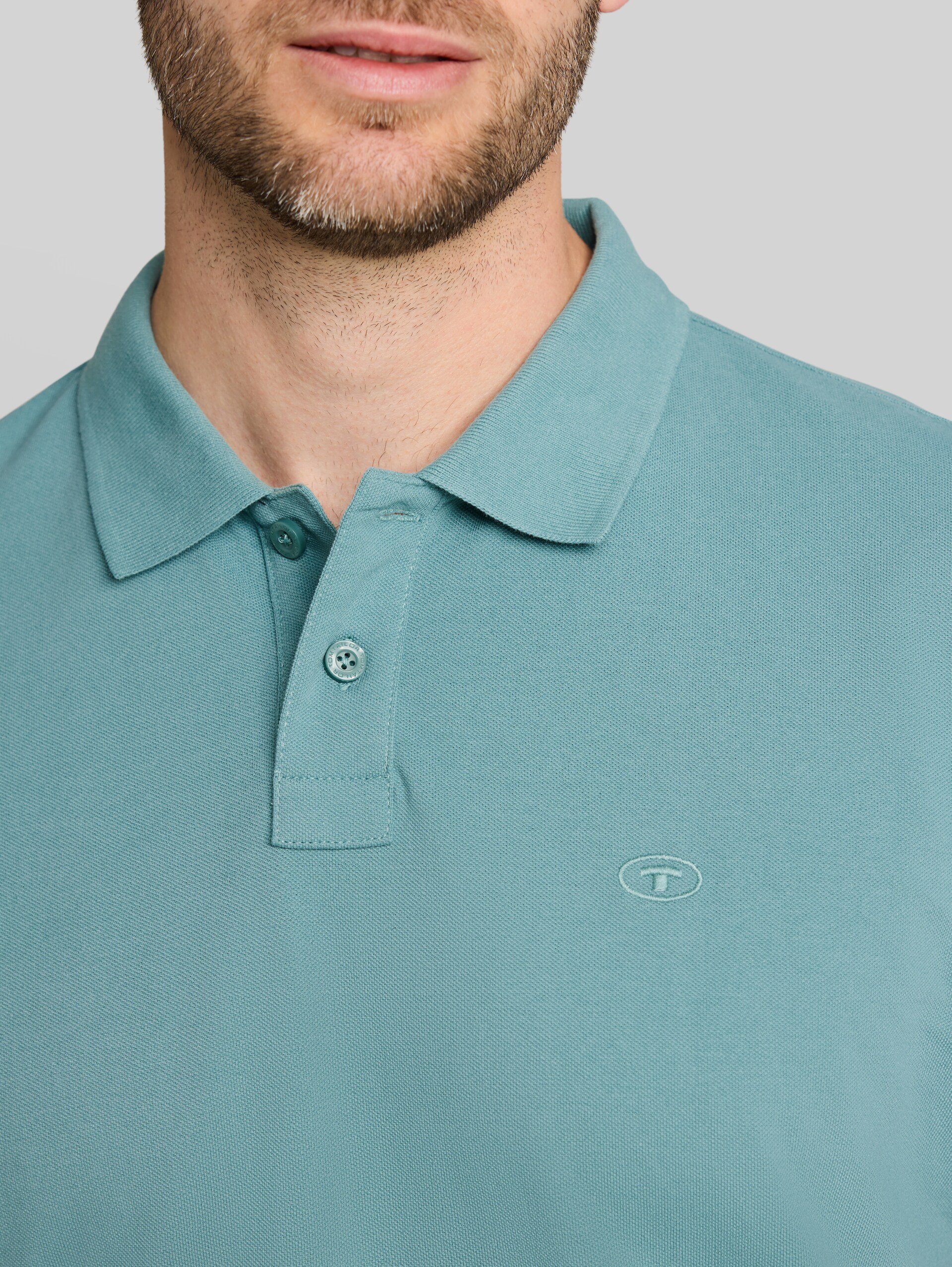 Piqué poloshirt met geborduurd logo - Mineral Stone Blue