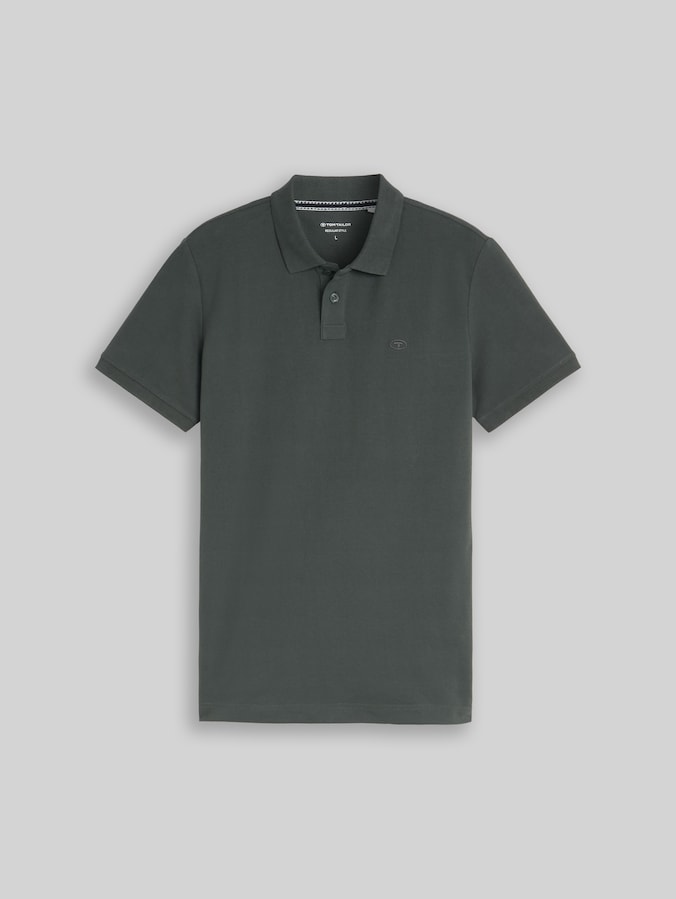 Piqué Poloshirt mit Logo-Stickerei von Men, Darkest Olive